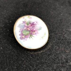 Hand Painted Violet Brooch